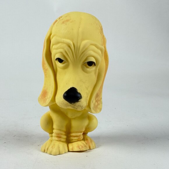 Vintage Kaysam Yellow Sad Puppy Dog Rubber Adorable Droopy Eyes & Soft Retro Sty - Picture 1 of 8